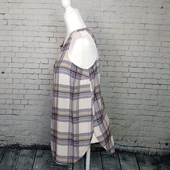 Old Navy Womens SZ Medium Light Purple Cream Plaid Tank Top - Picture 3 of 9